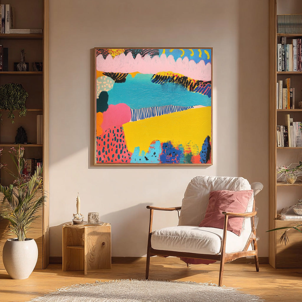 Original Landscape Painting Square Contemporary Art Texture Acrylic painting Abstract Graffiti Wall Art