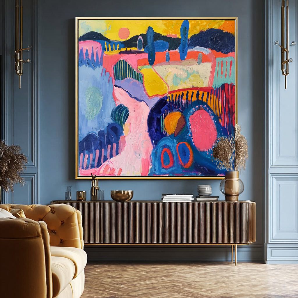 Original Scenery Oil Painting Abstract Graffiti Wall Art Color Texture Acrylic painting Contemporary Art