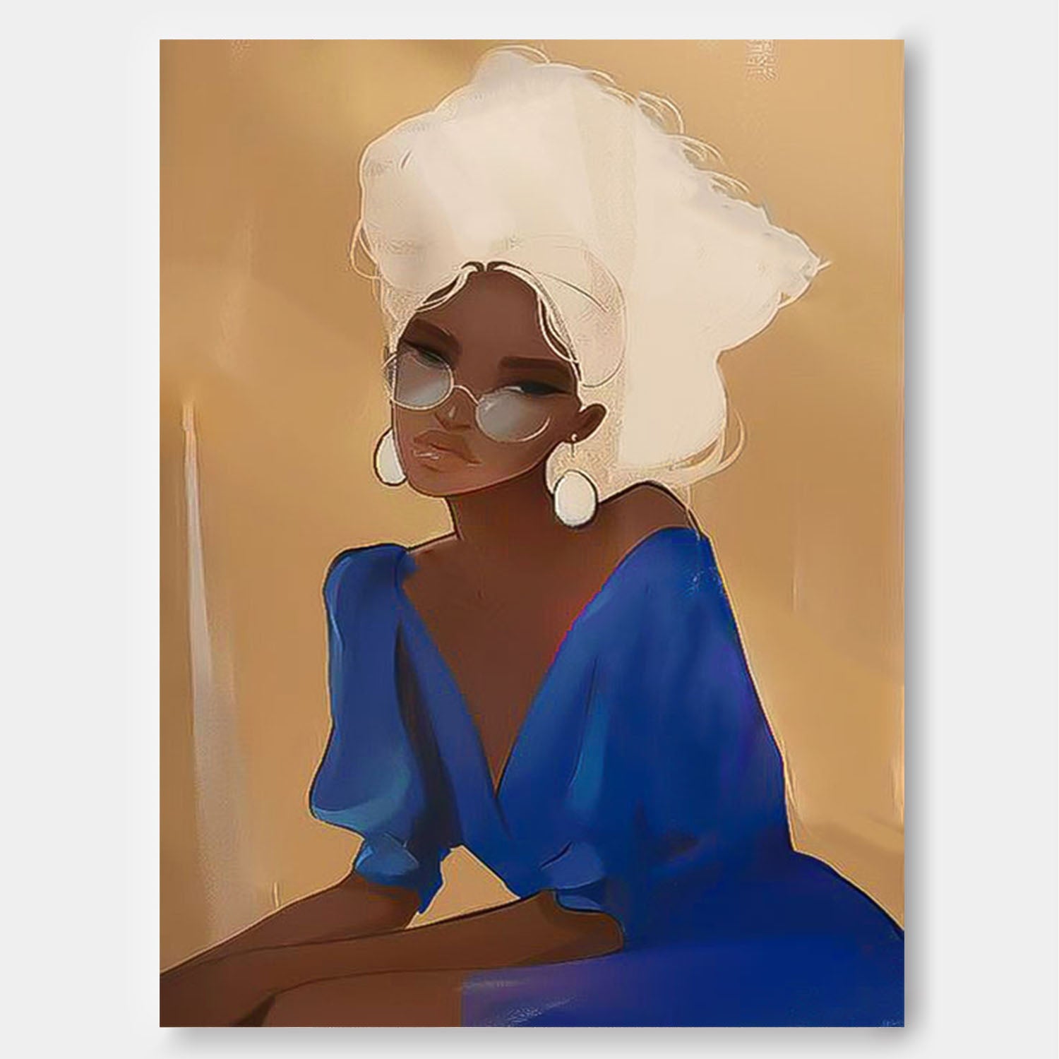 Large Female Acrylic Painting Abstract Lady Artwork Original Woman Wall Art Framed For Living Room