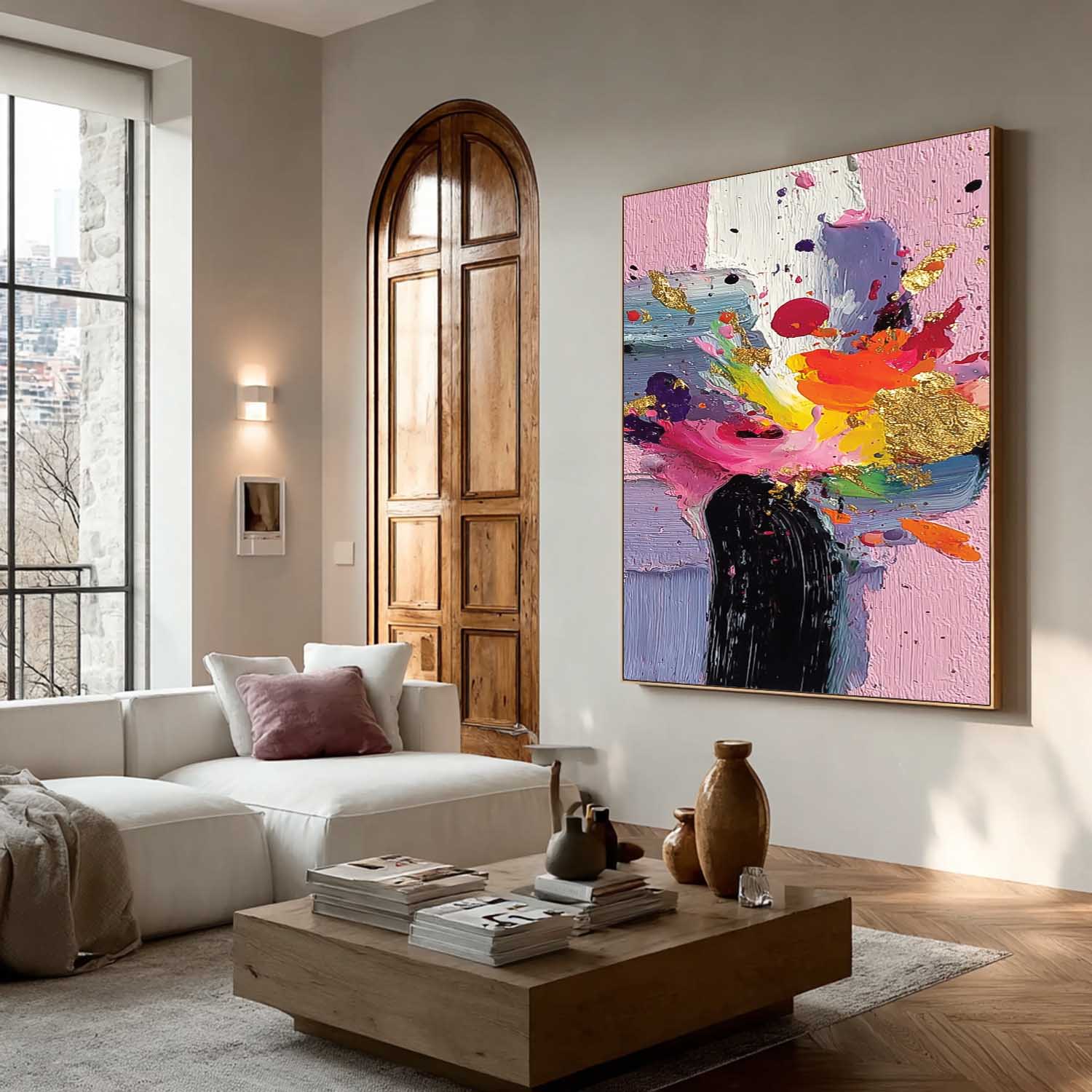 Original Spray Painting Bright Texture Acrylic painting Abstract Large Wall Art Fashion Art For Living Room