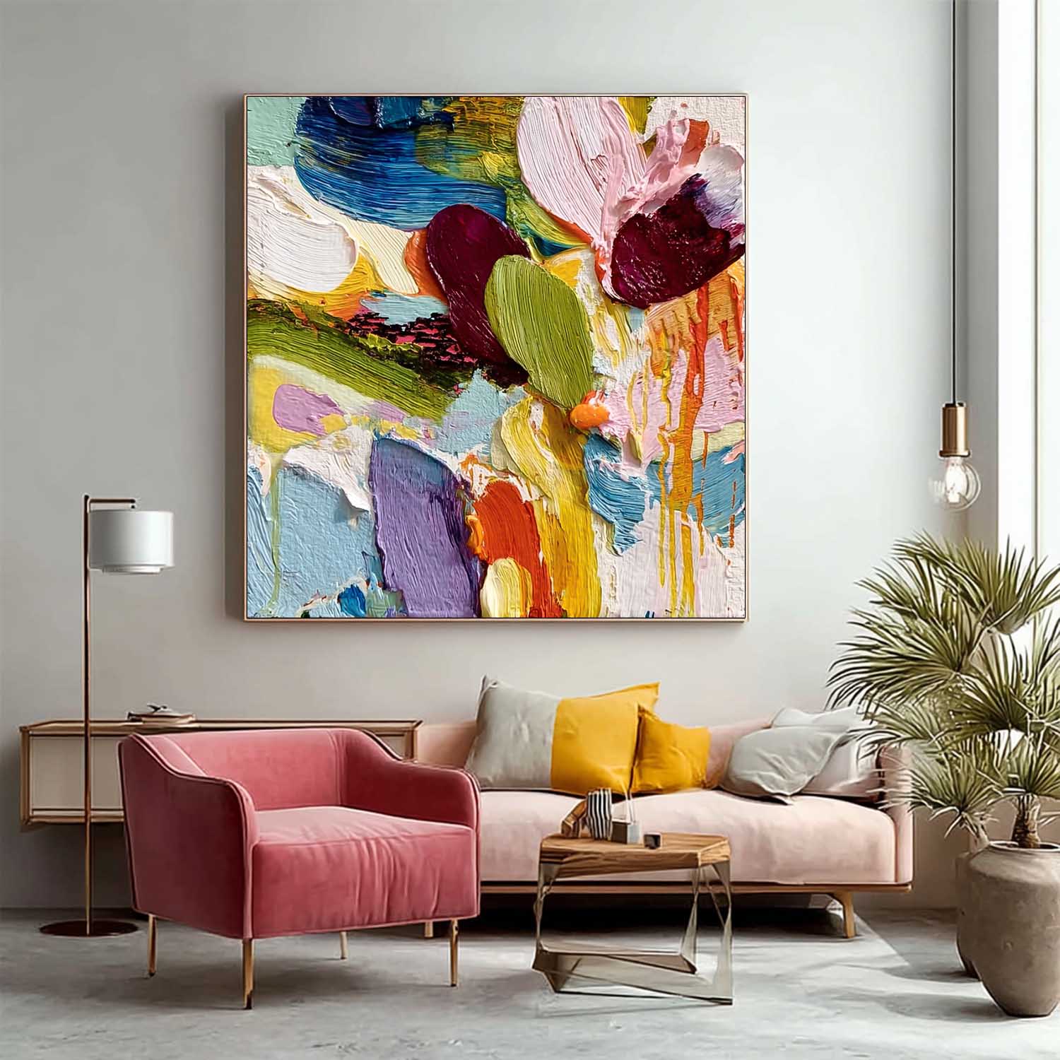 Colorful Texture Acrylic painting Original Scraper Oil Painting Abstract Large Wall Art Contemporary Art
