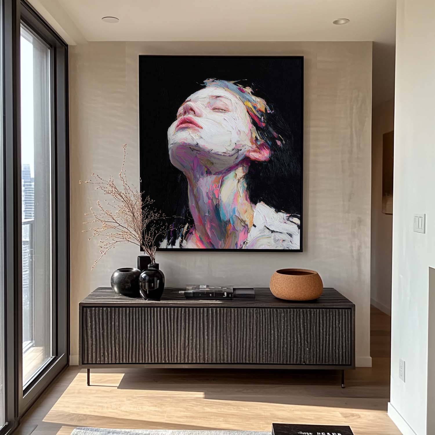 Modern Pop Wall Decor For Home Color Splatter Female Art Vibrant with Abstract Expressionism Style