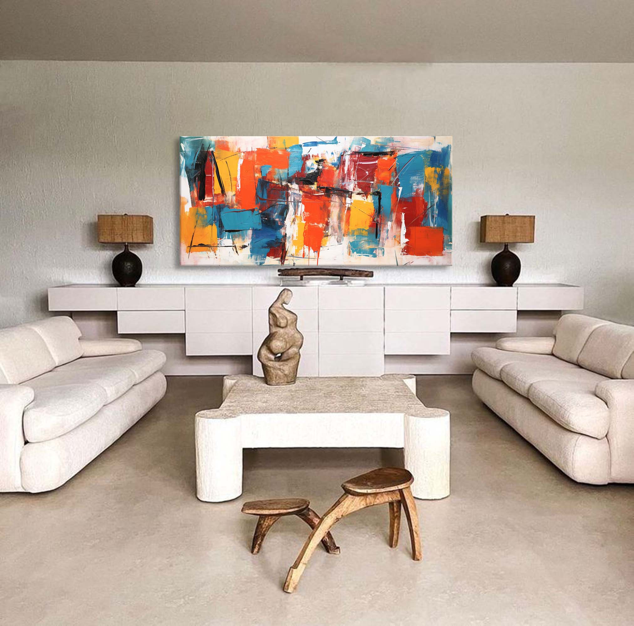Bright Colorful Acrylic Painting Textured Original Oil Painting On Canvas Large Modern Abstract Urban Living Room Wall Art