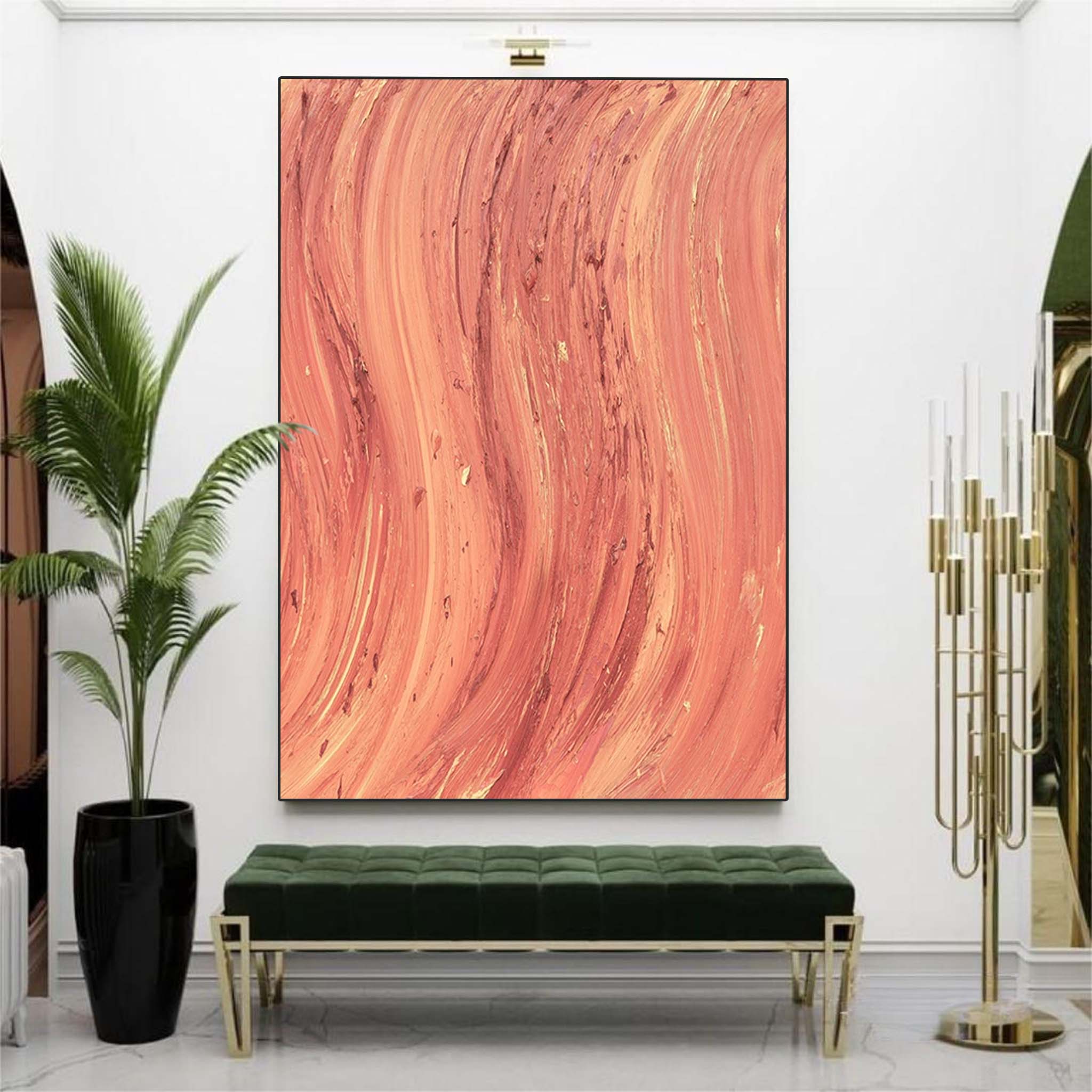 Orange Texture Minimalist Oil Painting On Canvas Large Abstract Acrylic Painting Original Wall Art Home Decor