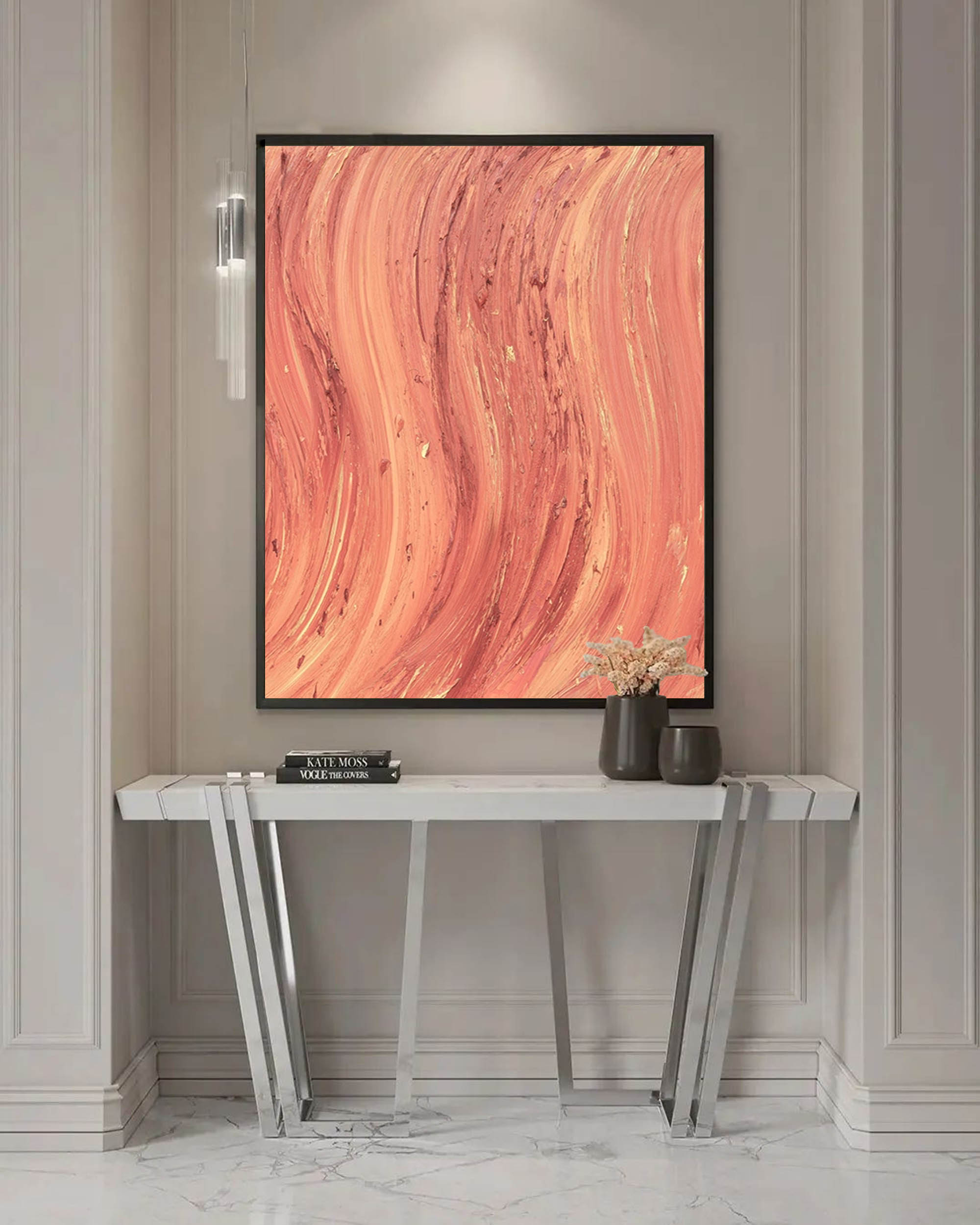 Orange Texture Minimalist Oil Painting On Canvas Large Abstract Acrylic Painting Original Wall Art Home Decor