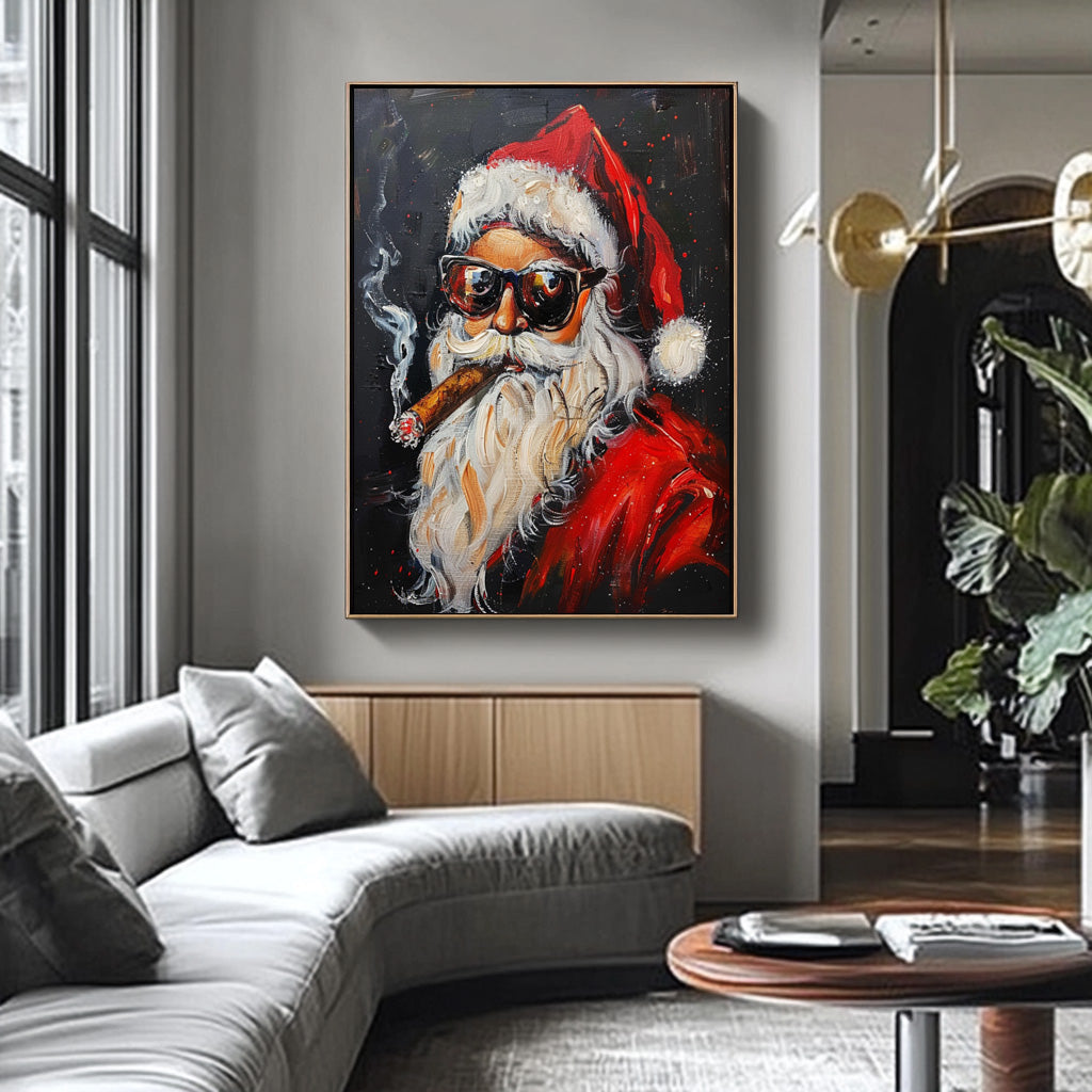 Large Christmas Wall Art Vntage Santa Claus Texture Cool Santa Claus Christmas Portrait Holiday Decoration