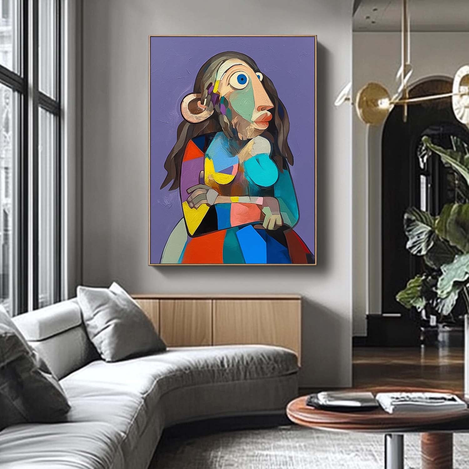 Cute Texture Animal Oil Painting Personification Monkey Acrylic Painting Modern Color Abstract Wall Art Decor