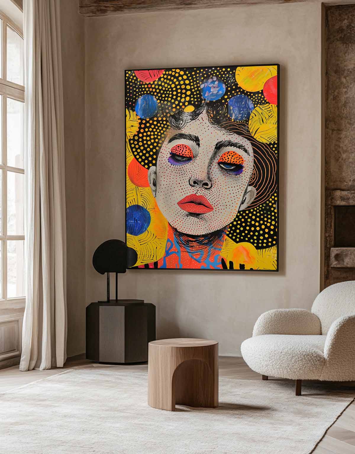 Minimalism Colorful Abstract Boho Artwork Large Figure Painting Original Gold Women Face Wall Art Gift
