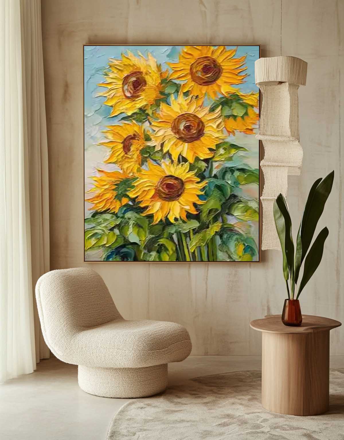 Beautiful Sunflower Painting Acrylic Textured Floral Art Impressionist Plant Paintings For Living Room