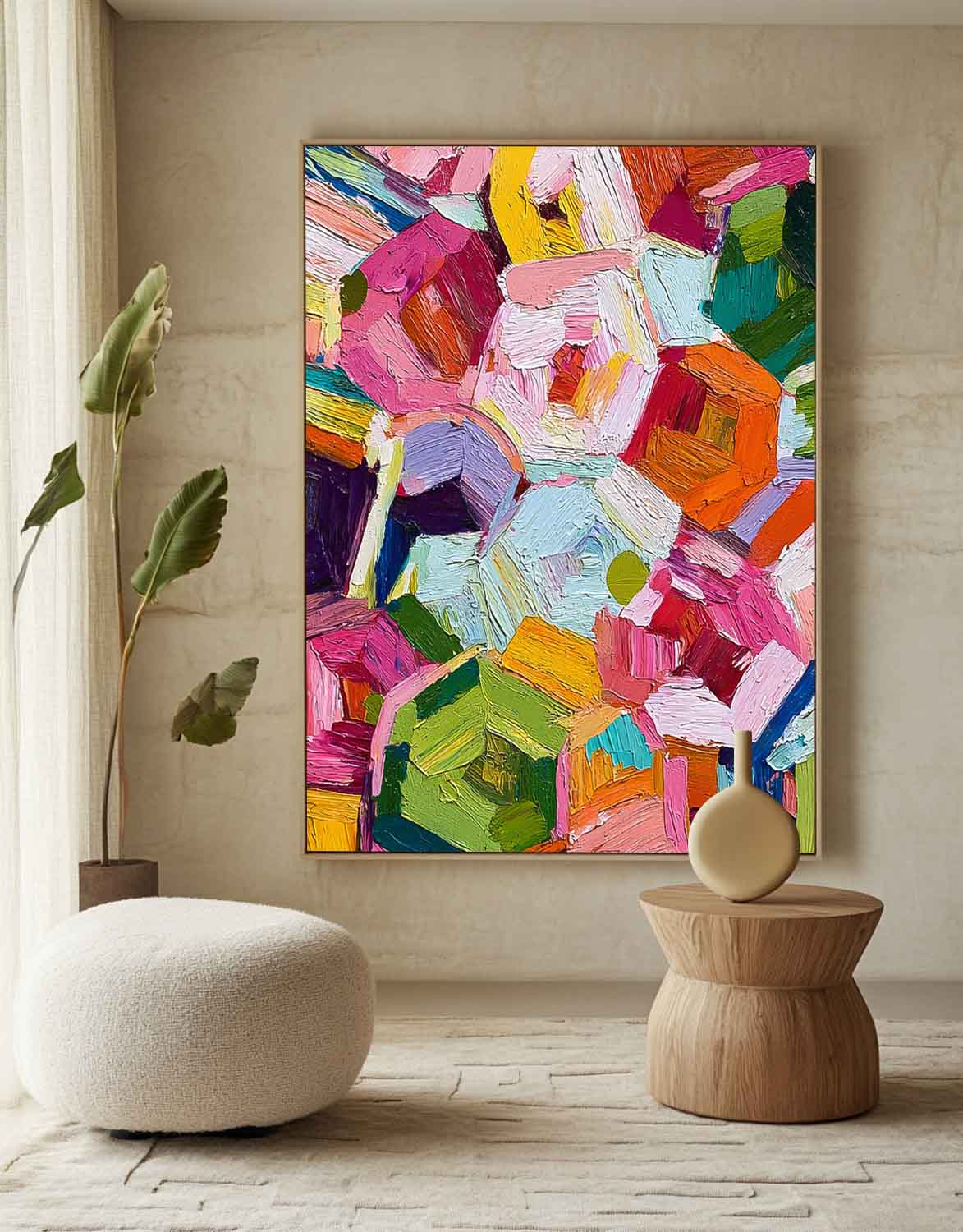 Original Geometric Color Painting Brilliant Texture Acrylic painting Abstract Large Wall Art Fashion Art