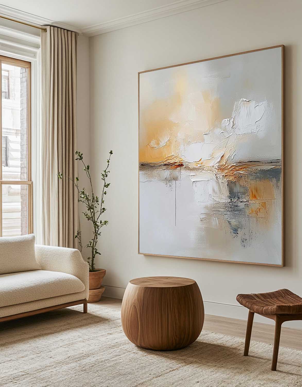 Large Abstract Oil Painting Original Hand-painted Canvas Wall Art Modern Minimalist Textured SceneryArtwork