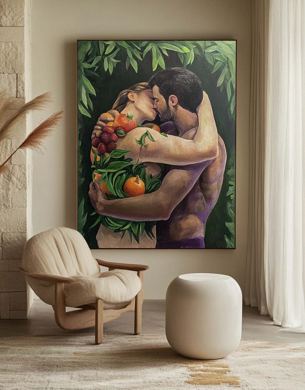 Original Texture Couple Clinch Wall Art Abstract Figure Oil Painting On Canvas Portrait Modern Artwork