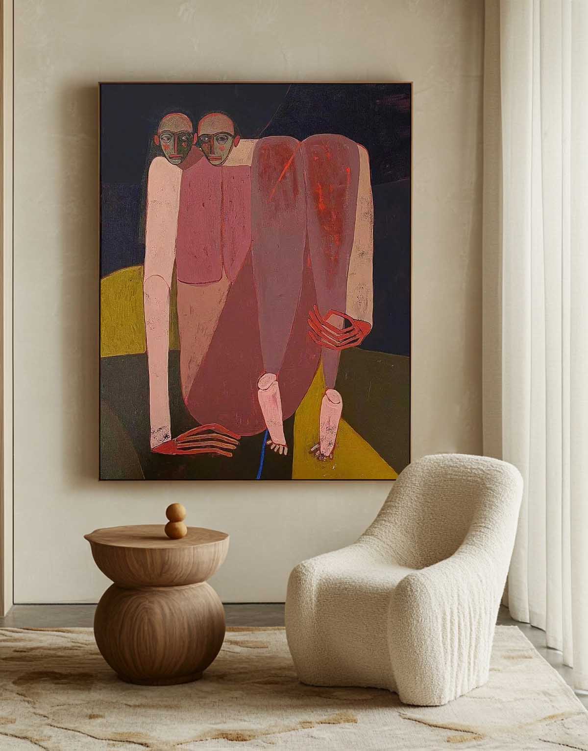 Warm Color Abstract Artwork Large Figure Painting Original Funny Niche Body Wall Art For Living Room