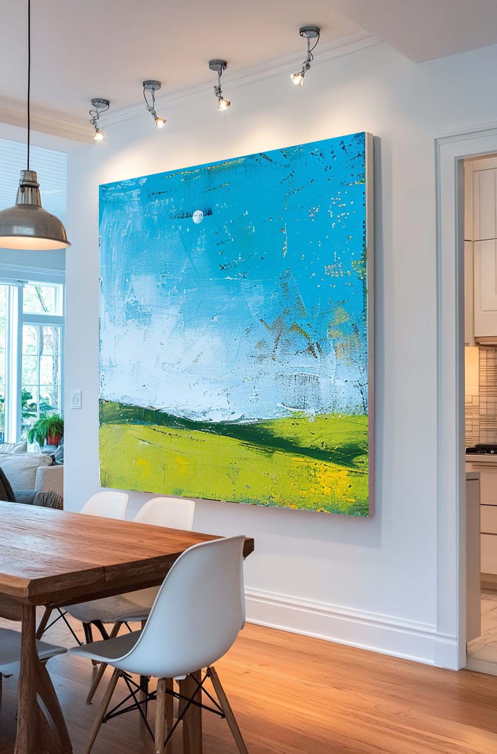 Square Modern Nature Art Large Abstract Green Field Oil Painting On Canvas Original Wall Art Home Decor