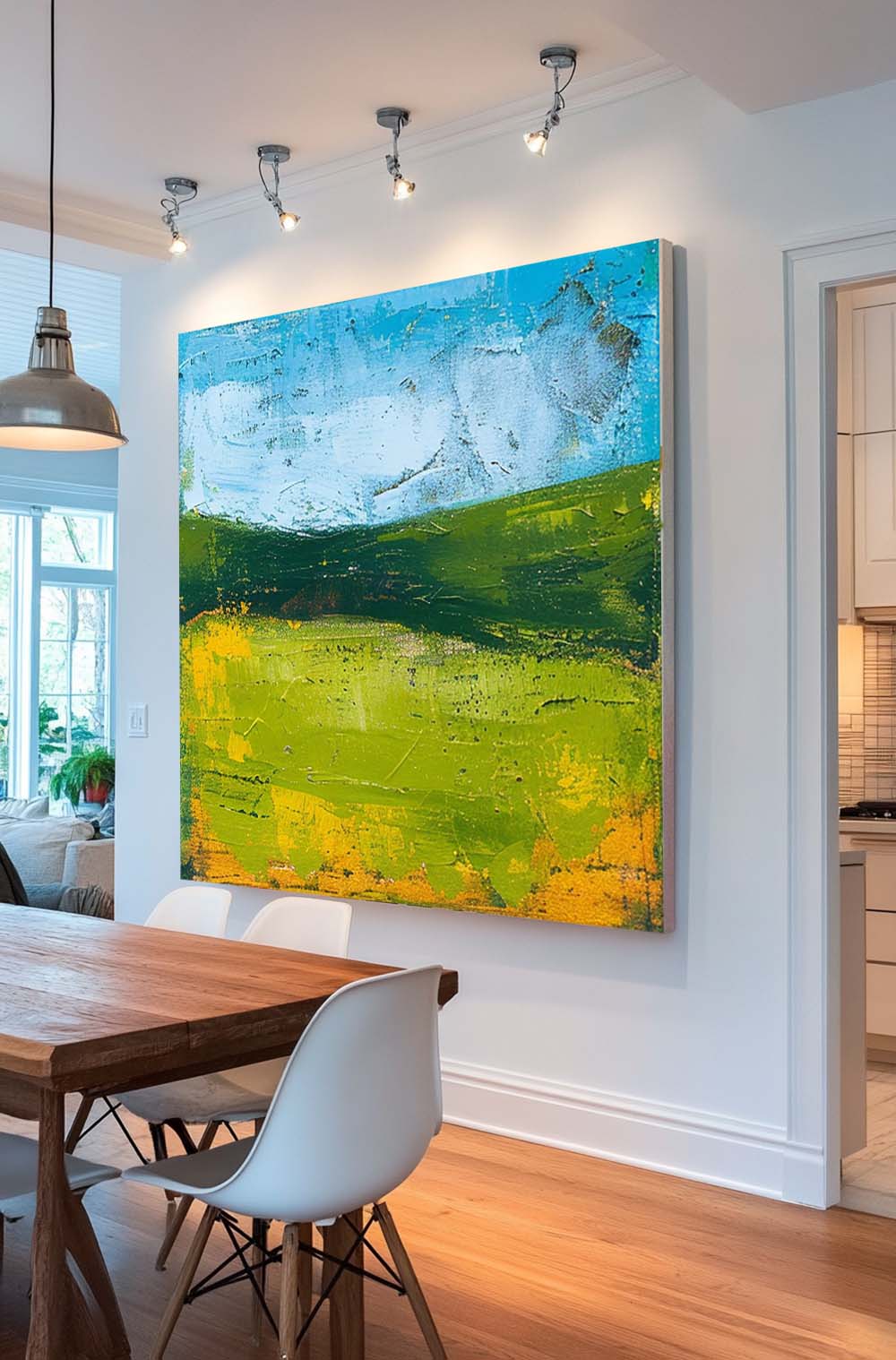 Large Abstract Green Field Oil Painting On Canvas Modern Nature Art Original Wall Art Home Decor