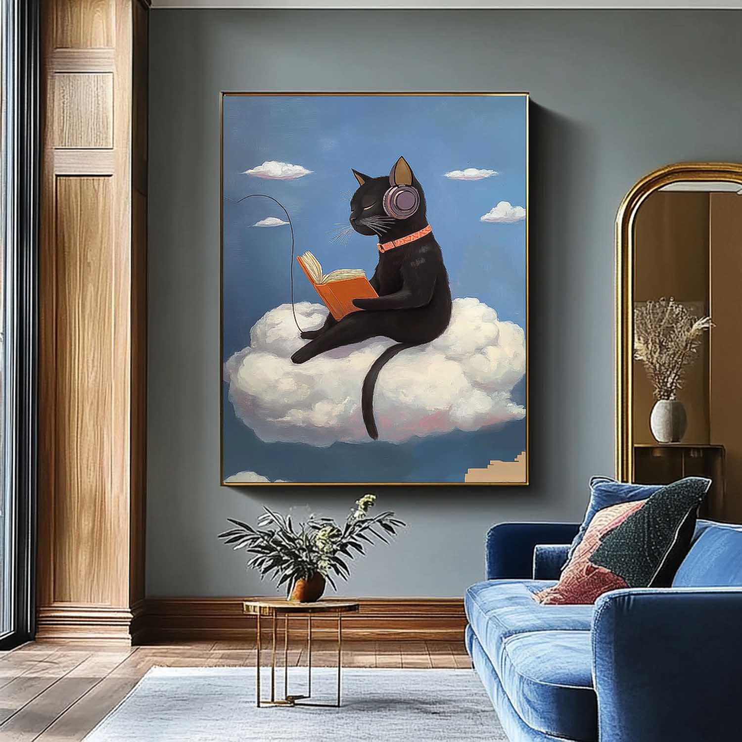 Cute Kitten Texture Animal Oil Painting Personification Acrylic Painting Modern Abstract Wall Art Decor