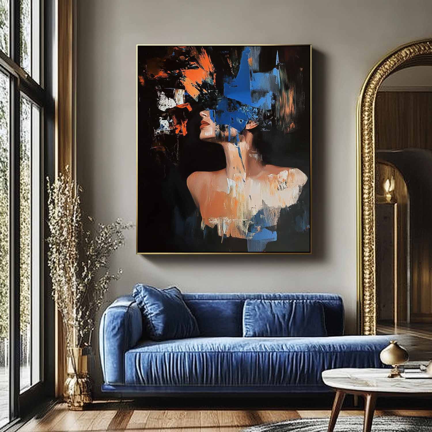 Woman Contemporary Artwork Abstract Female Oil Painting On Canvas Original Texture Noble Lady Wall Art