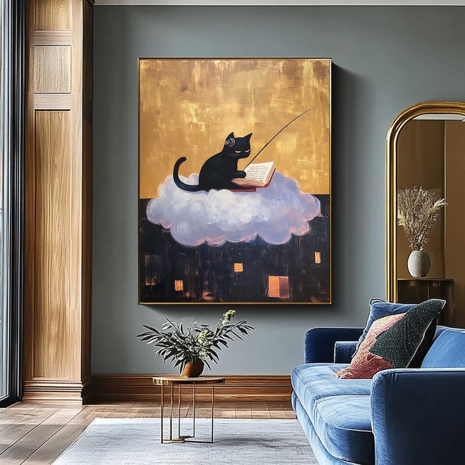Personification Acrylic Painting Modern Cute Kitten Texture Animal Oil Painting Abstract Wall Art Decor