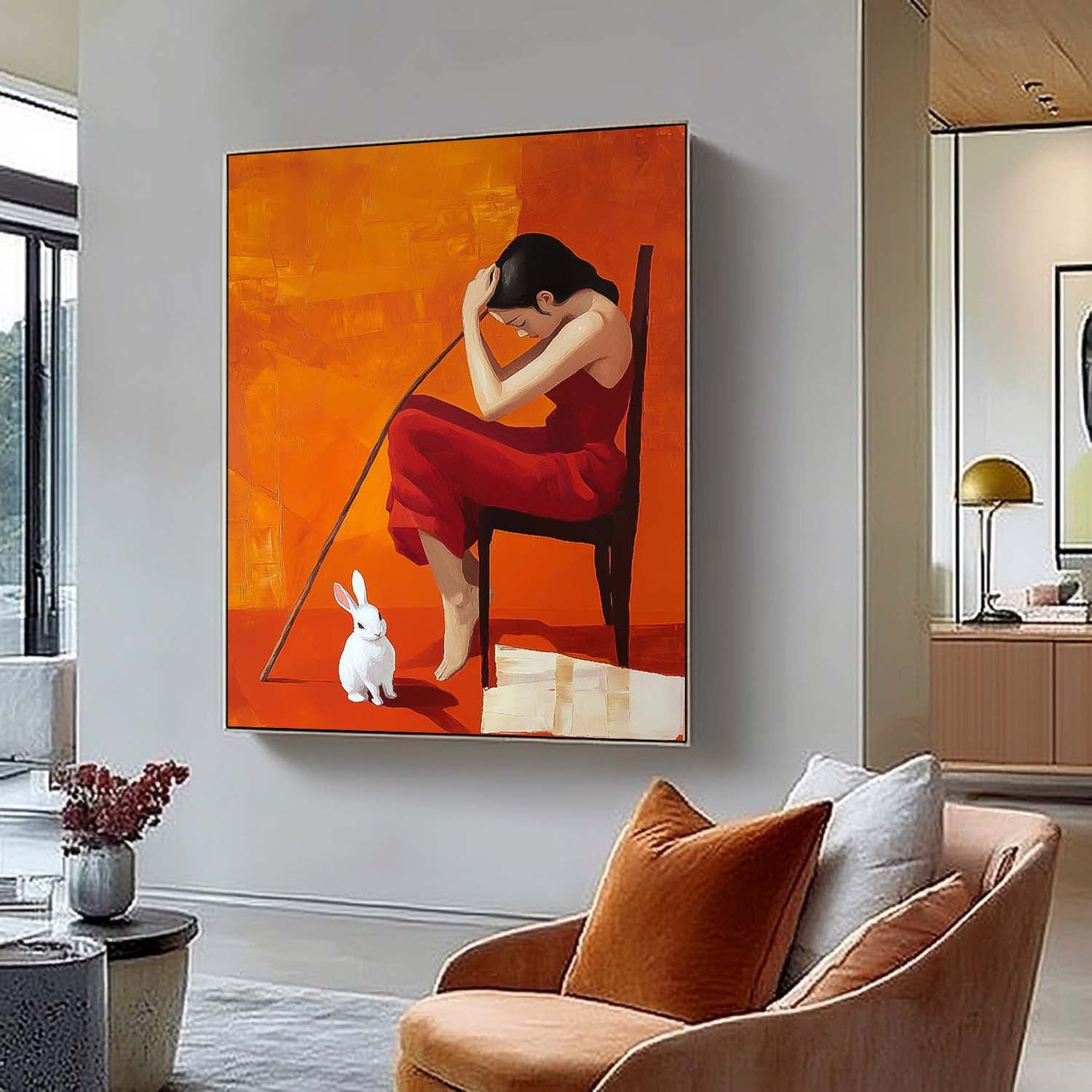 Portrait Modern Artwork Abstract Profile Oil Painting On Canvas Vibrant Color Original Texture Girl Wall Art