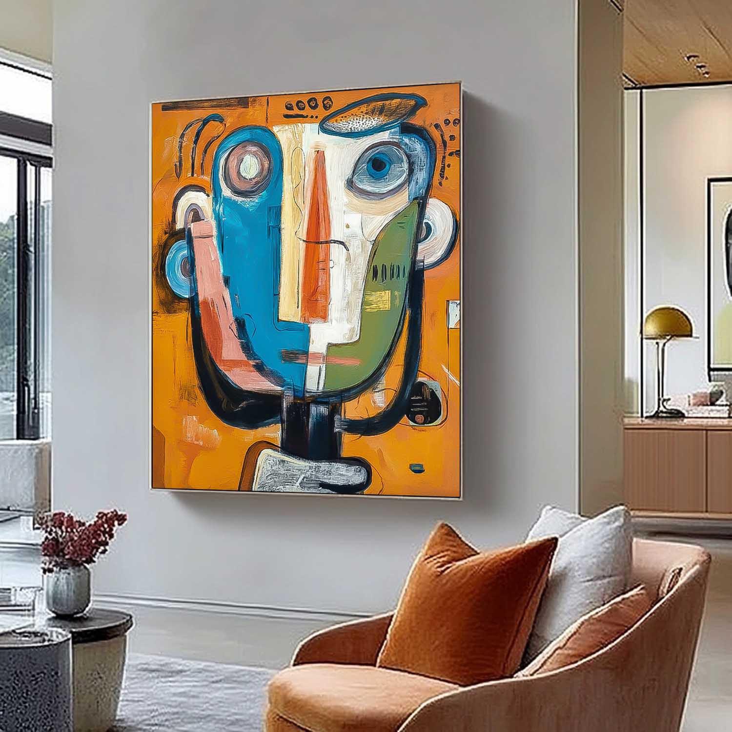 Large People Wall Art Abstract Portrait Oil Painting On Canvas Original Cute Face Painting For Living Room