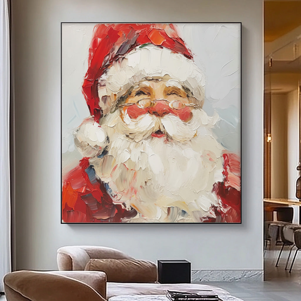 Vintage Santa Claus Painting Christmas Wall Art Rustic Classic Santa Xmas Holiday Decor Winter Santa