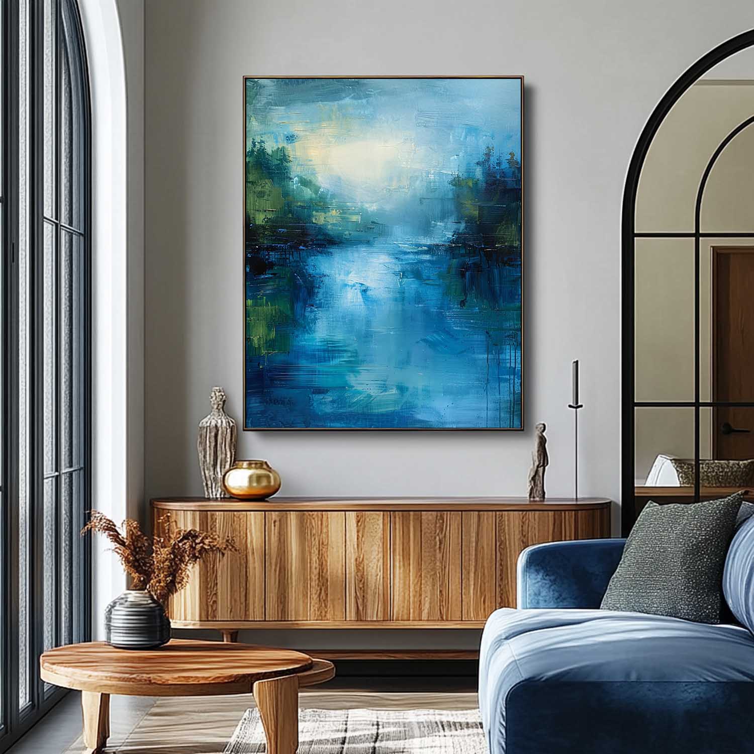 Large Abstract Landscape Painting On Canvas Original Vertical Painting Modern Scenery Wall Art