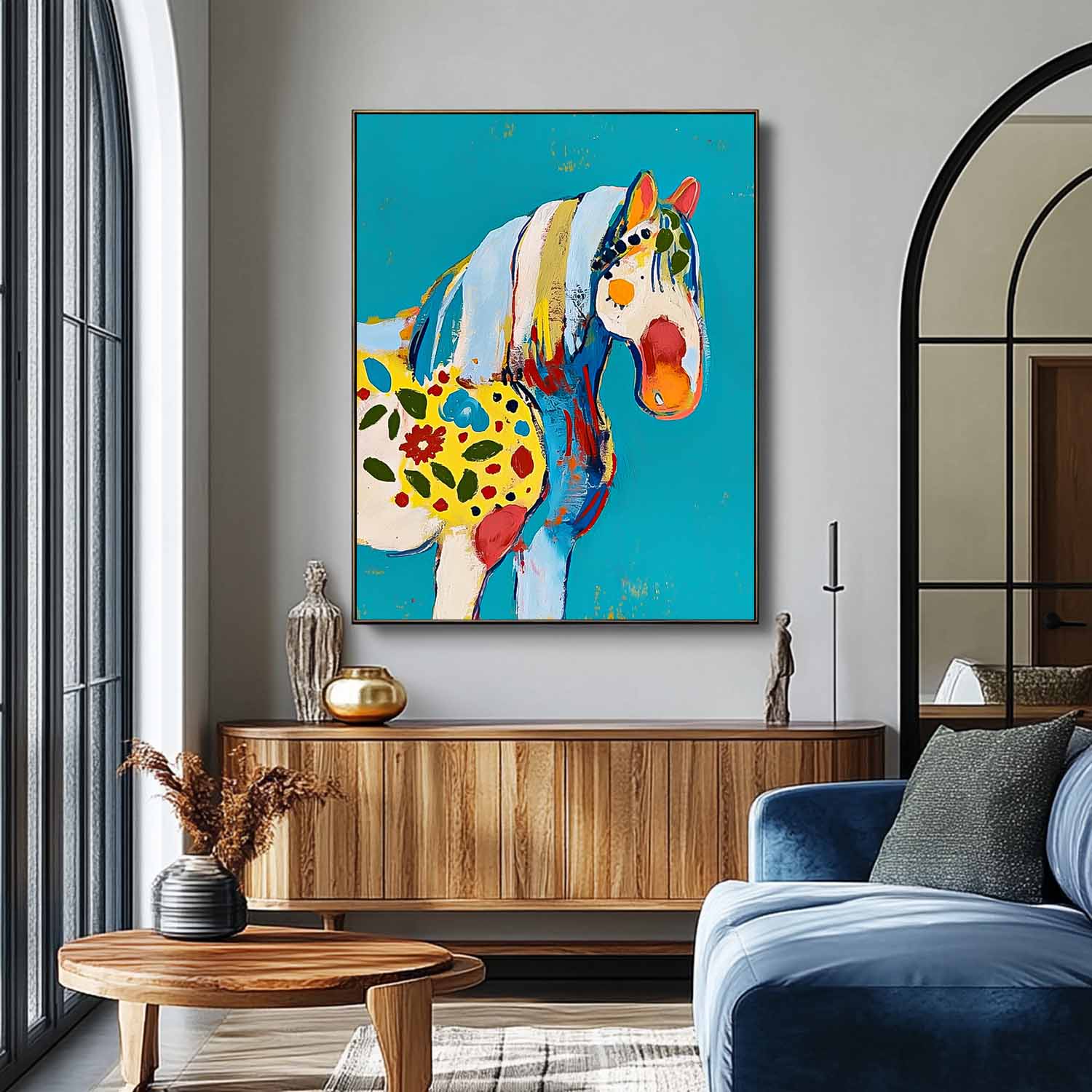 Minimalism Graffiti Animal Oil Painting Modern Horse Abstract Wall Art Large Acrylic Painting Home Decor
