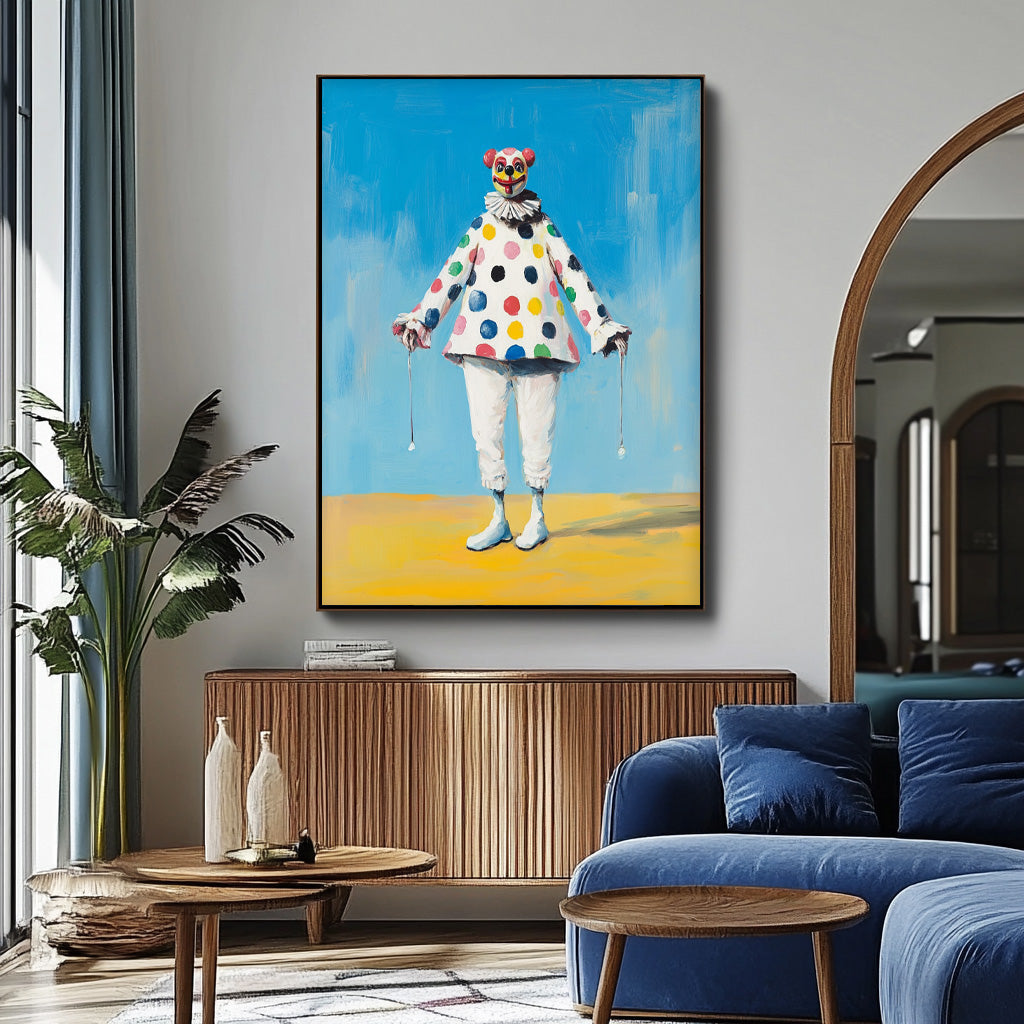 Origina Clown Artwork Modern Cute Joker Wall Art Expressive Abstract Portrait Painting Home Decor