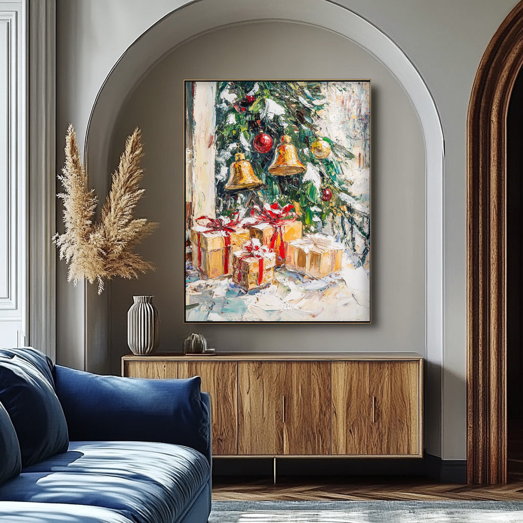 Original Christmas Tree Painting Snow Acrylic Painting Texture Abstract Christmas Tree Art Home Decor