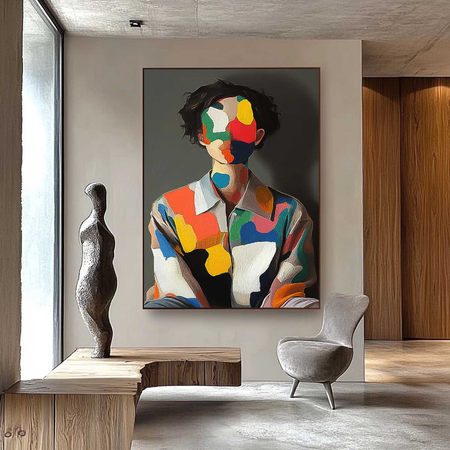 Boy Abstract Painting Contemporary Gallery Man Wall Art painting Large Faceless Portrait Artwork Home Decor