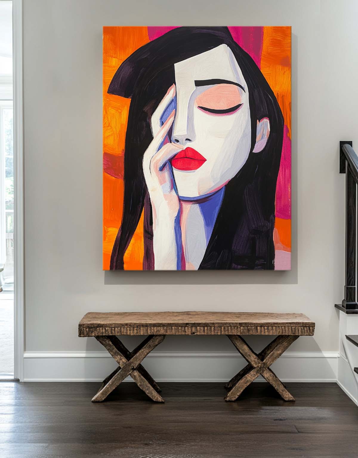 Portrait Modern Artwork Abstract Woman Oil Painting On Canvas Color Original Texture Girl Wall Art