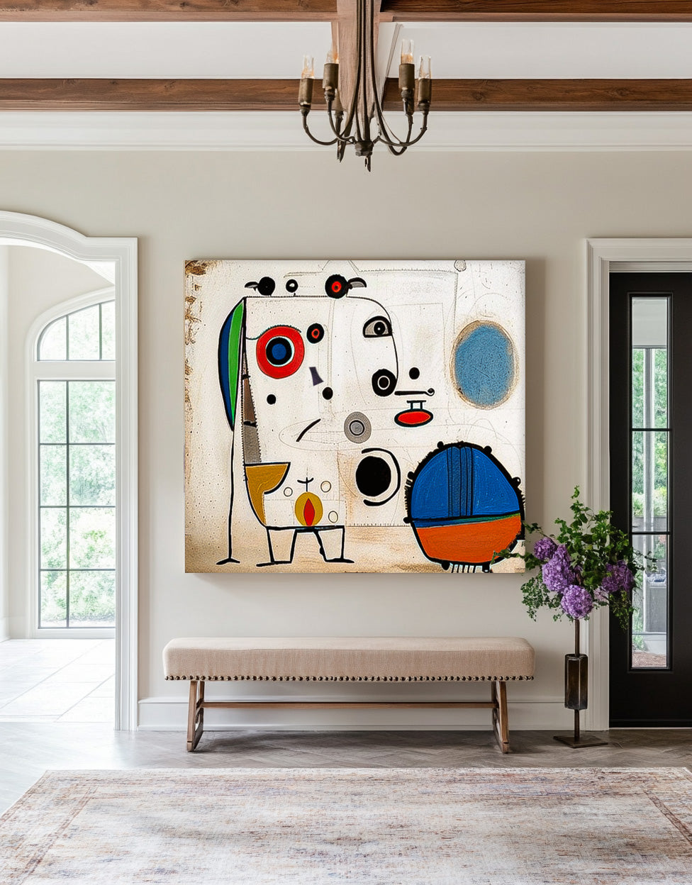 Large Color Wall Art Abstract Oil Painting Original Minimalist Cute Graffiti Abstract Artwork Decor