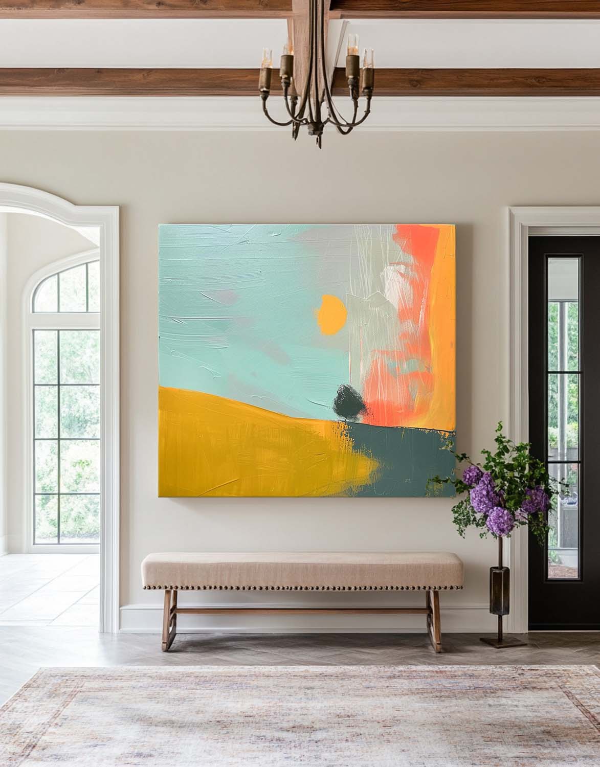 Modern Bright Colorful Natural Artwork Abstract Landscape Oil Painting Texture Acrylic painting