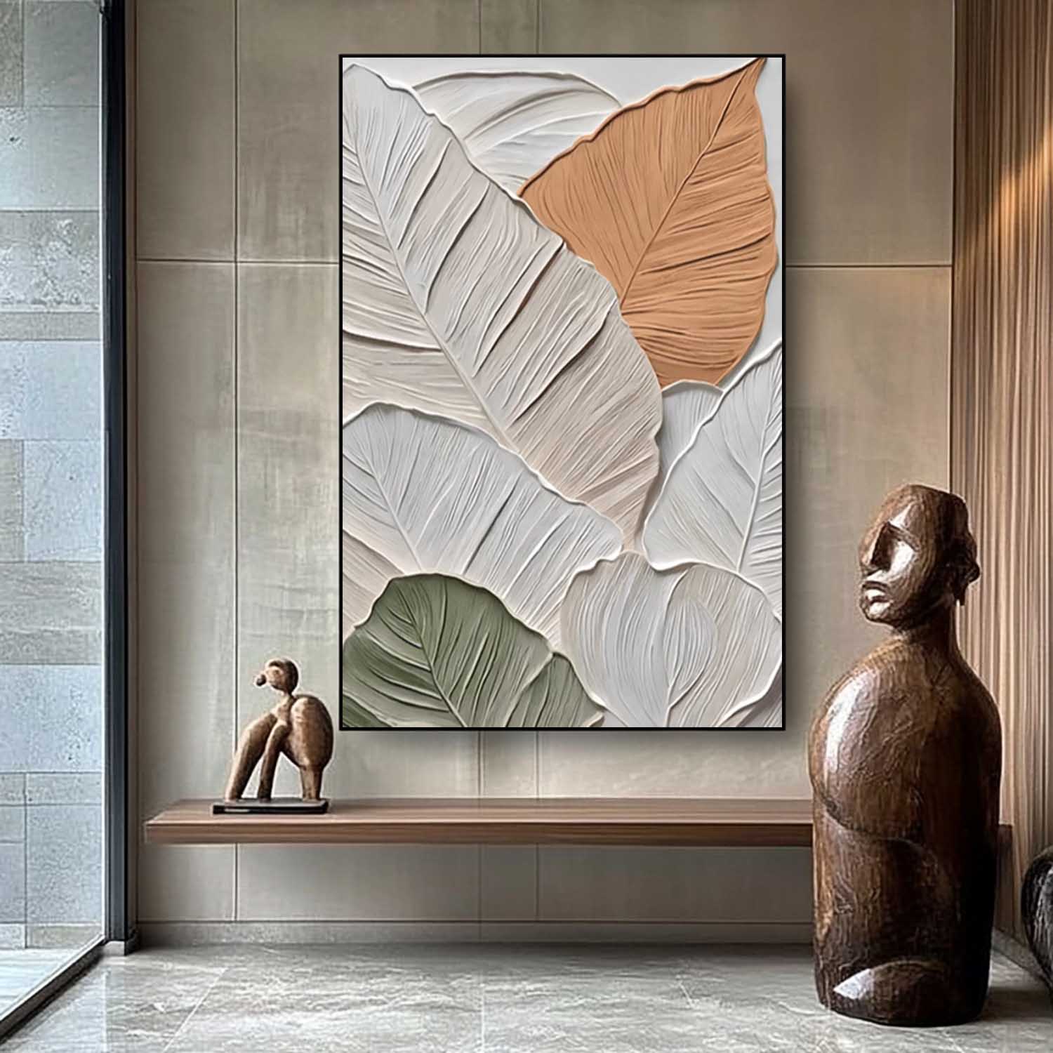 3D Leaf Painting Acrylic Textured Foliage Art Impressionist Plant Paintings For Living Roomleaf