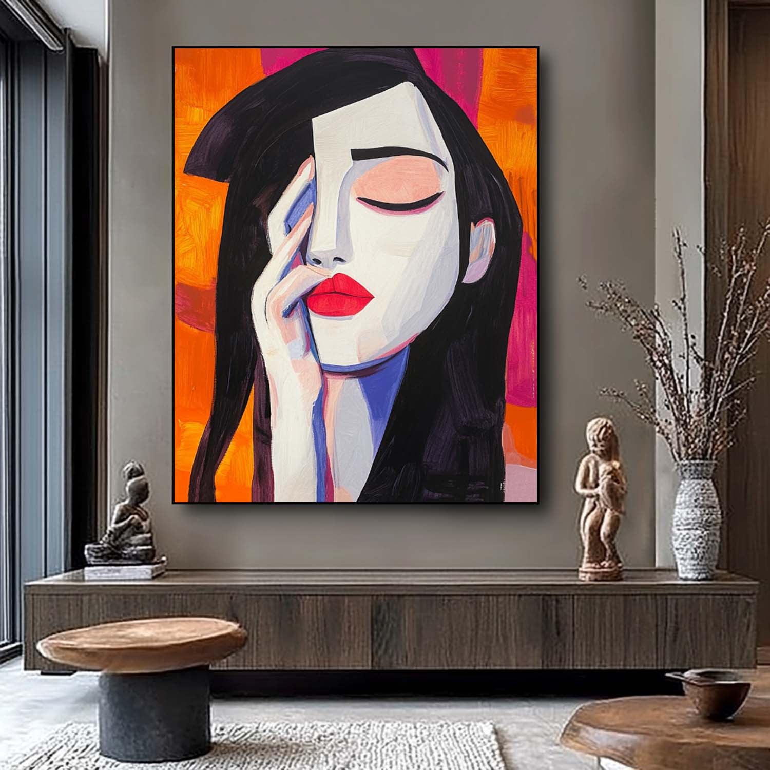 Portrait Modern Artwork Abstract Woman Oil Painting On Canvas Color Original Texture Girl Wall Art