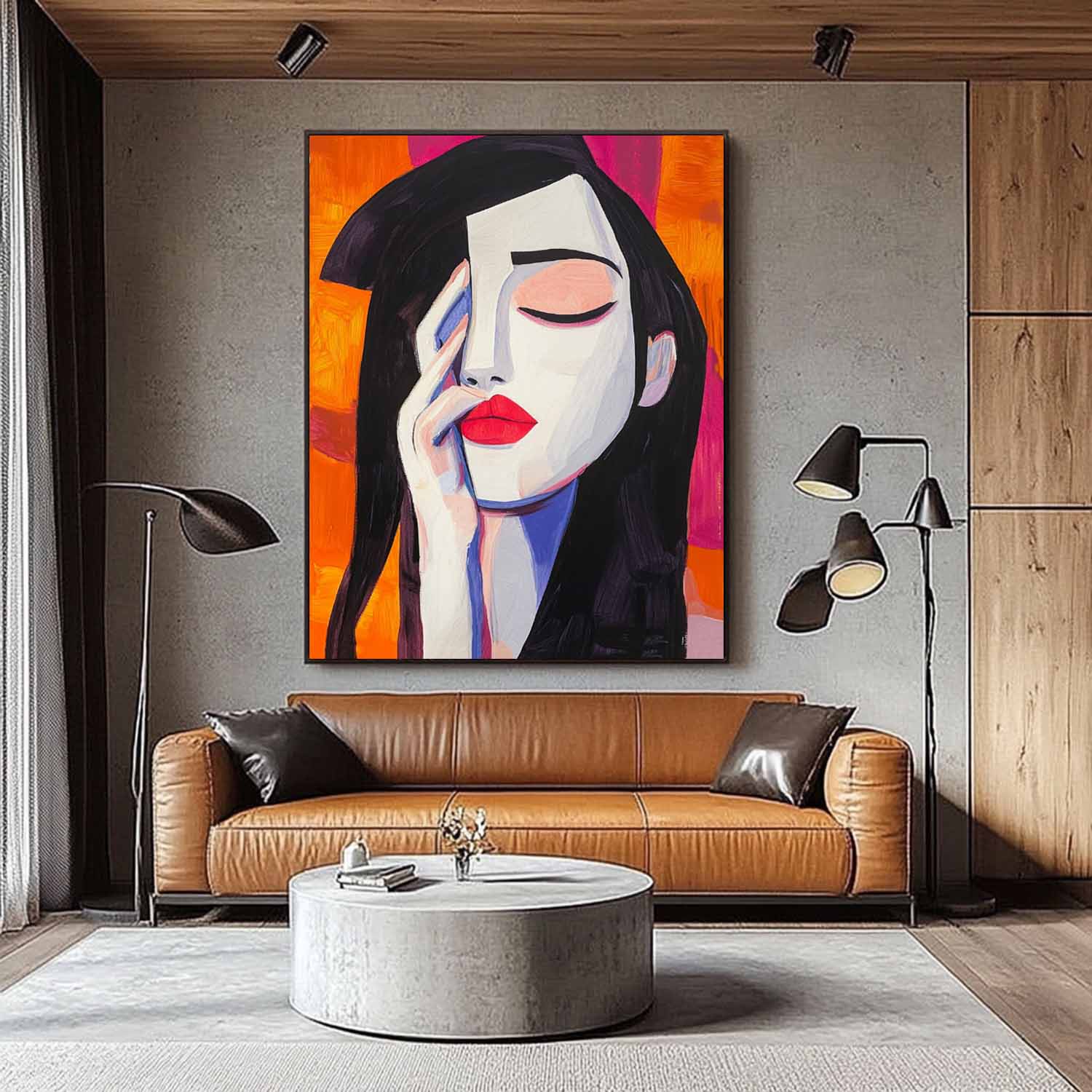 Portrait Modern Artwork Abstract Woman Oil Painting On Canvas Color Original Texture Girl Wall Art
