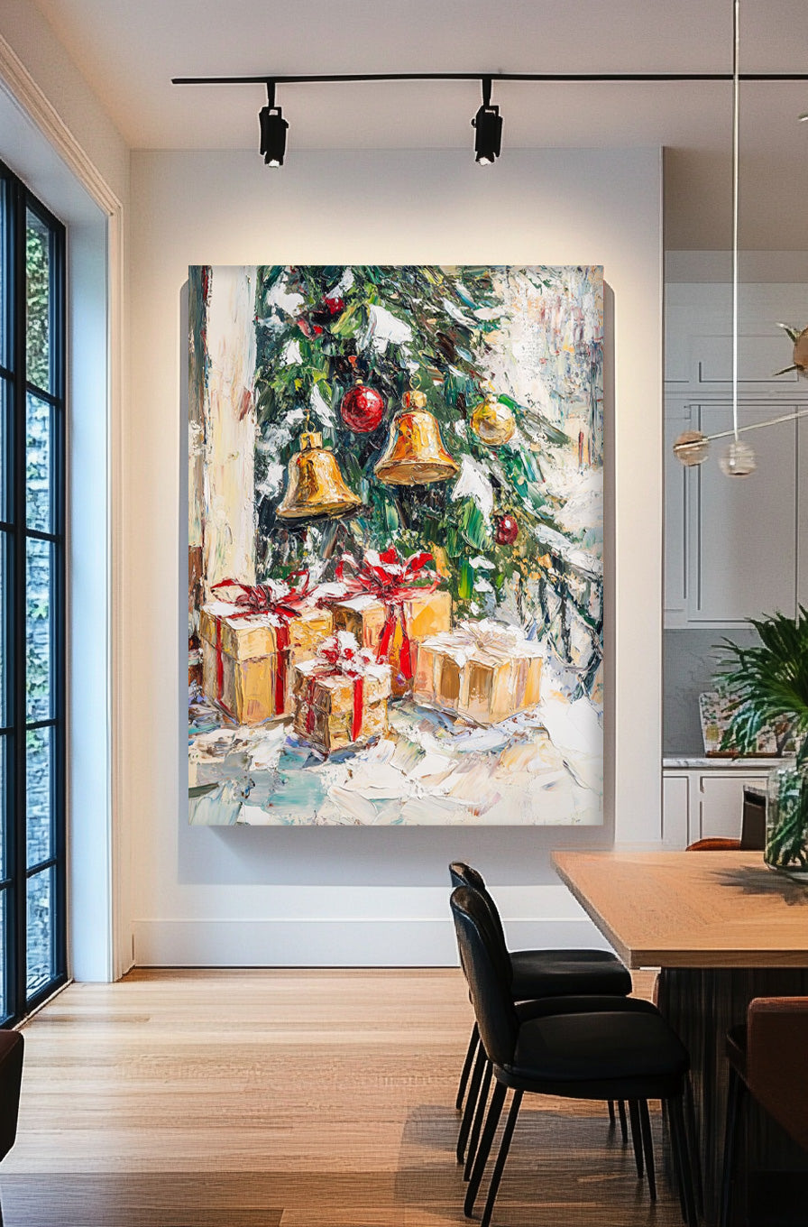 Original Christmas Tree Painting Snow Acrylic Painting Texture Abstract Christmas Tree Art Home Decor