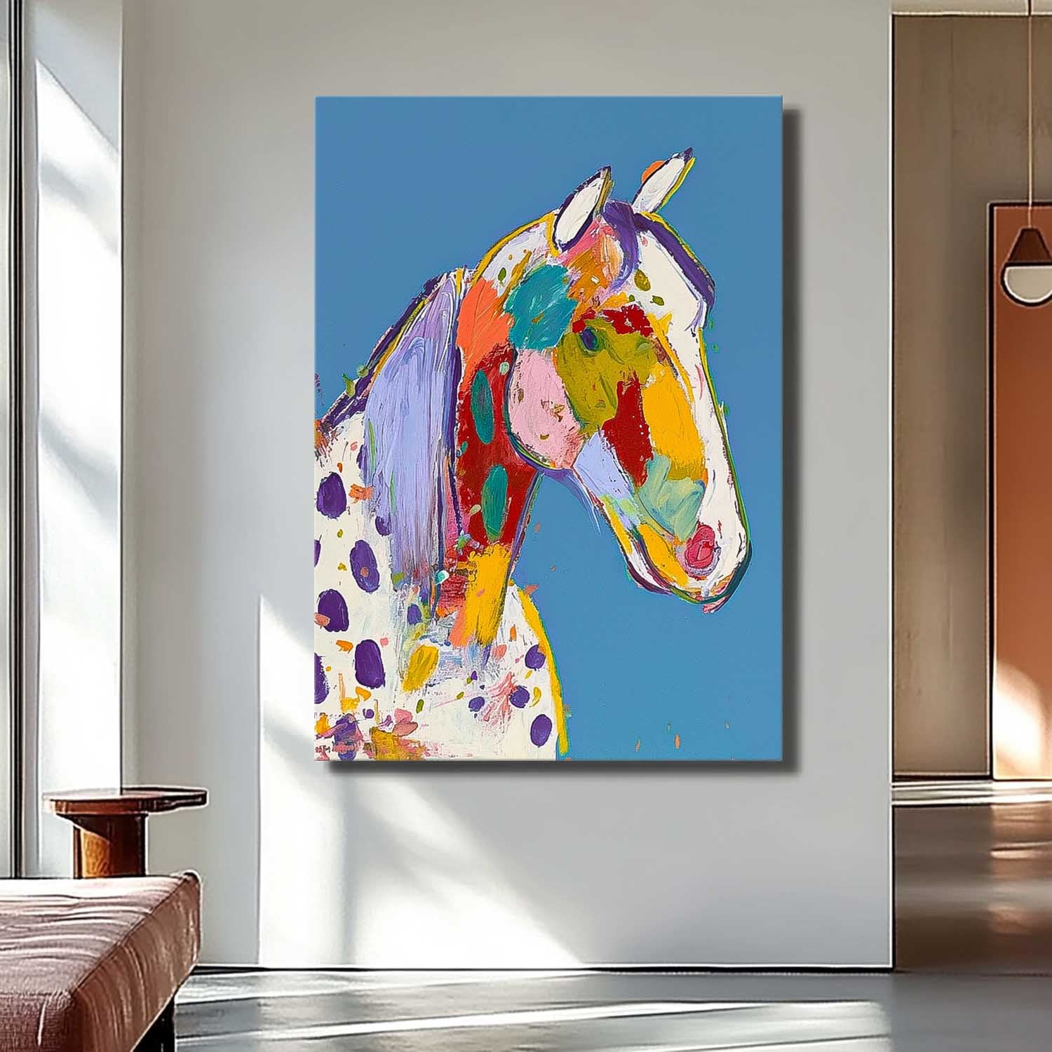 Large Acrylic Painting Minimalism Graffiti Animal Oil Painting Modern Horse Abstract Wall Art Home Decor