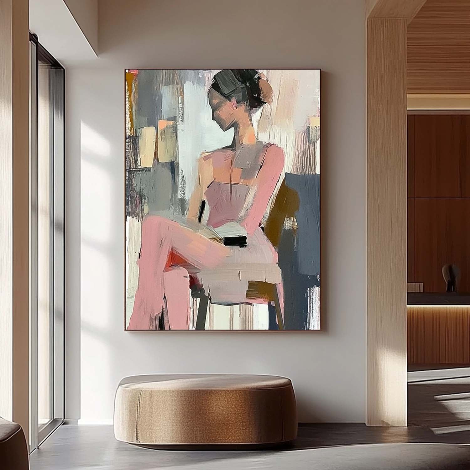 Faceless Artwork Large Girl Painting Abstract Lady Painting Original Wall Art Framed For Living Room