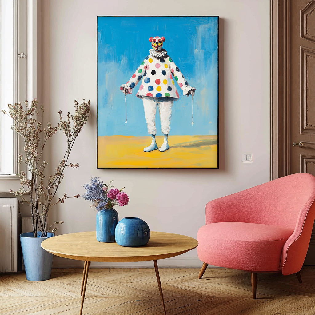 Origina Clown Artwork Modern Cute Joker Wall Art Expressive Abstract Portrait Painting Home Decor