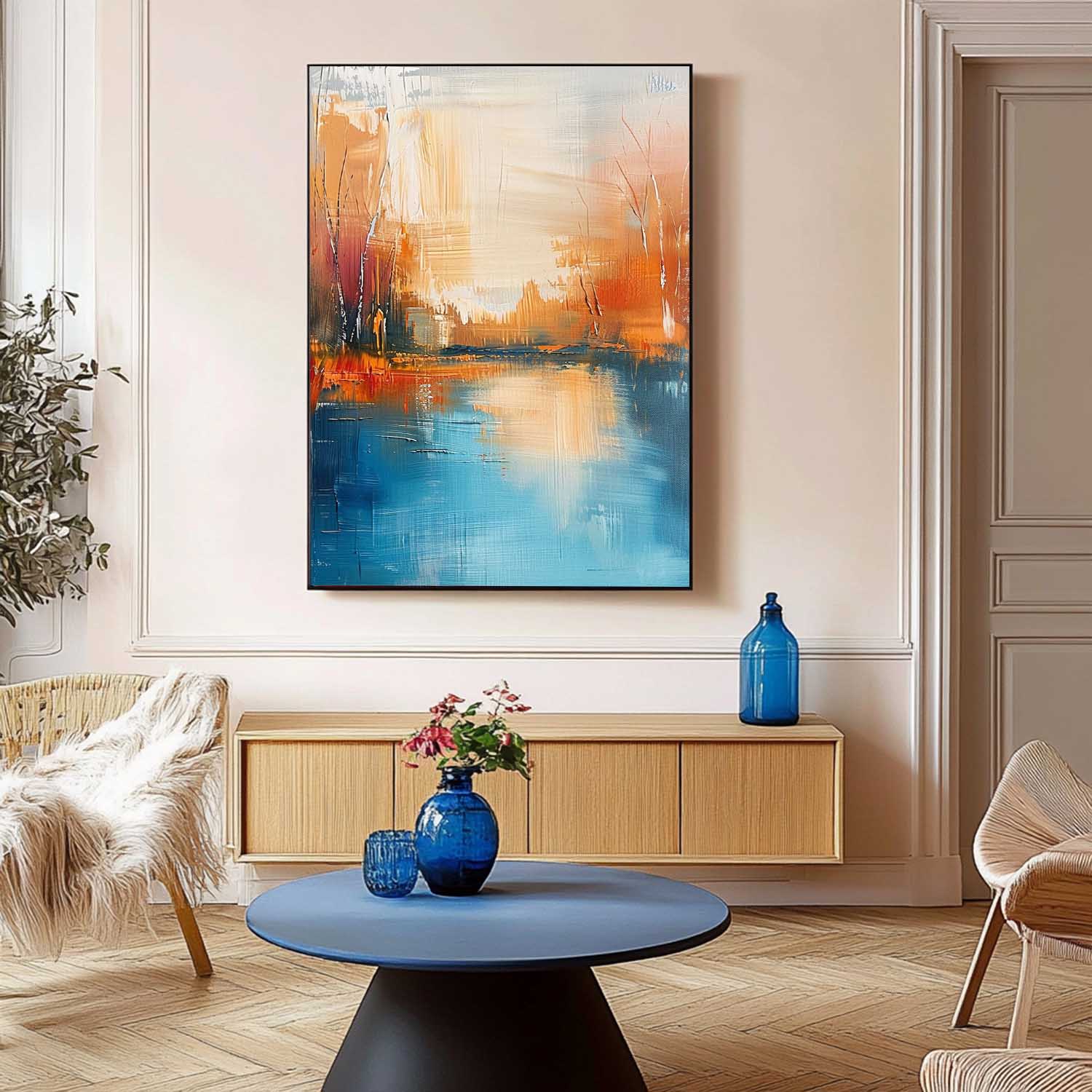Original Vertical Scenery Painting Modern Landscape Wall Art Large Abstract Painting On Canvas