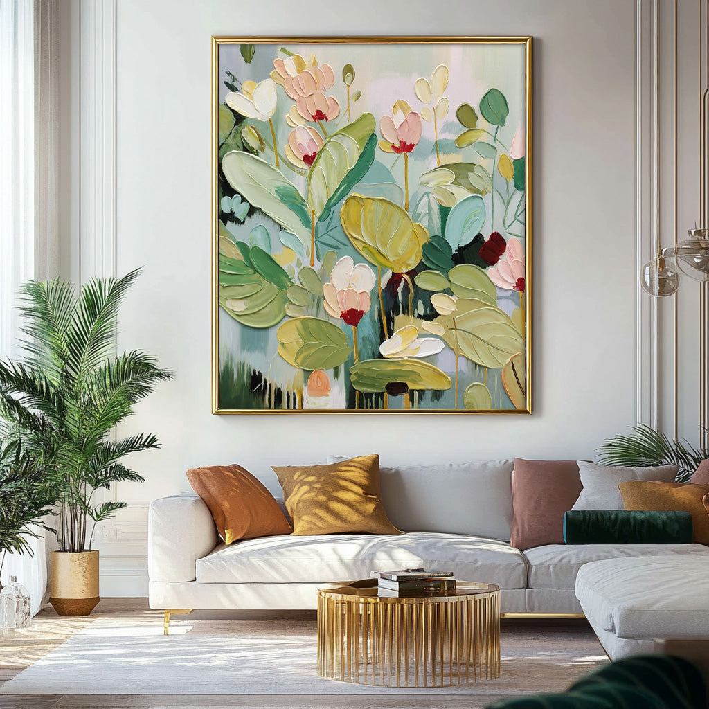 Extra Large Textured Abstract Flower Oil Paintings Floral Acrylic Paintings Floral Wall Art Spring Artwork Framed