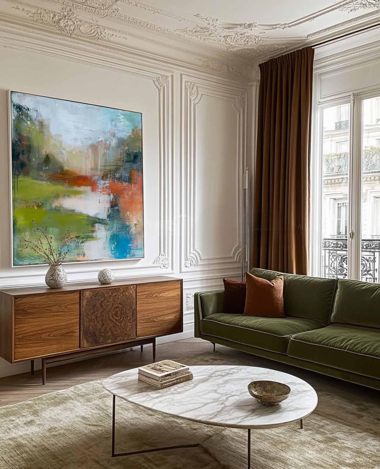 Large Abstract Oil Painting Canvas Modern Scenery Nature Art Original Retro Landscape Wall Art Home Decor