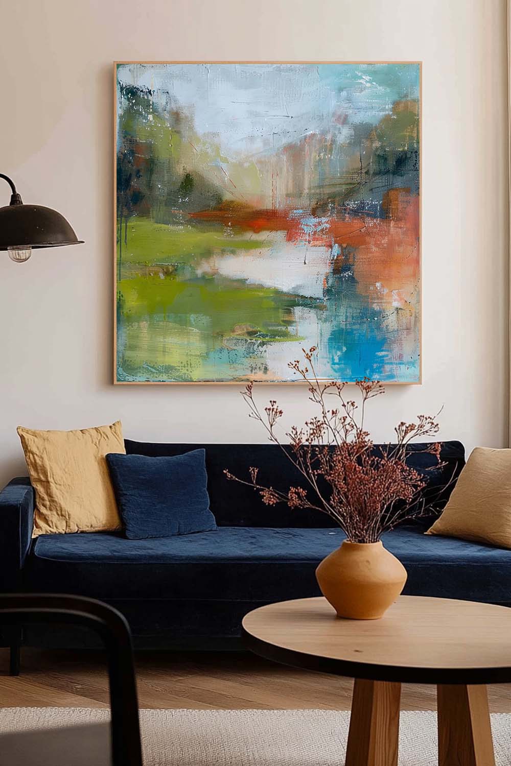 Large Abstract Oil Painting Canvas Modern Scenery Nature Art Original Retro Landscape Wall Art Home Decor