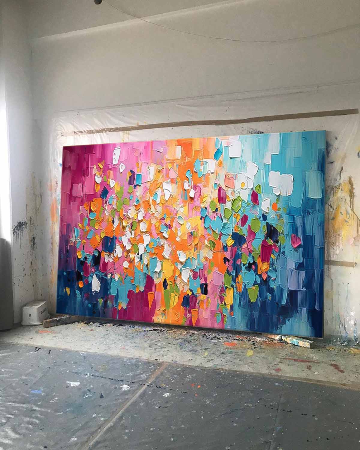 Colorful Texture Abstract Oil Painting Big Canvas Artwork Modern Acrylic Painting Original Wall Art