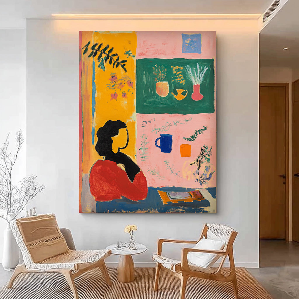 Abstract Wall Art Original Graffiti Retro Still Life Silhouette Painting Acrylic painting Fashion Art