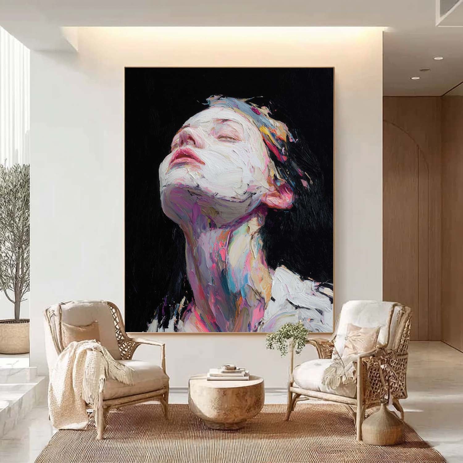 Modern Pop Wall Decor For Home Color Splatter Female Art Vibrant with Abstract Expressionism Style