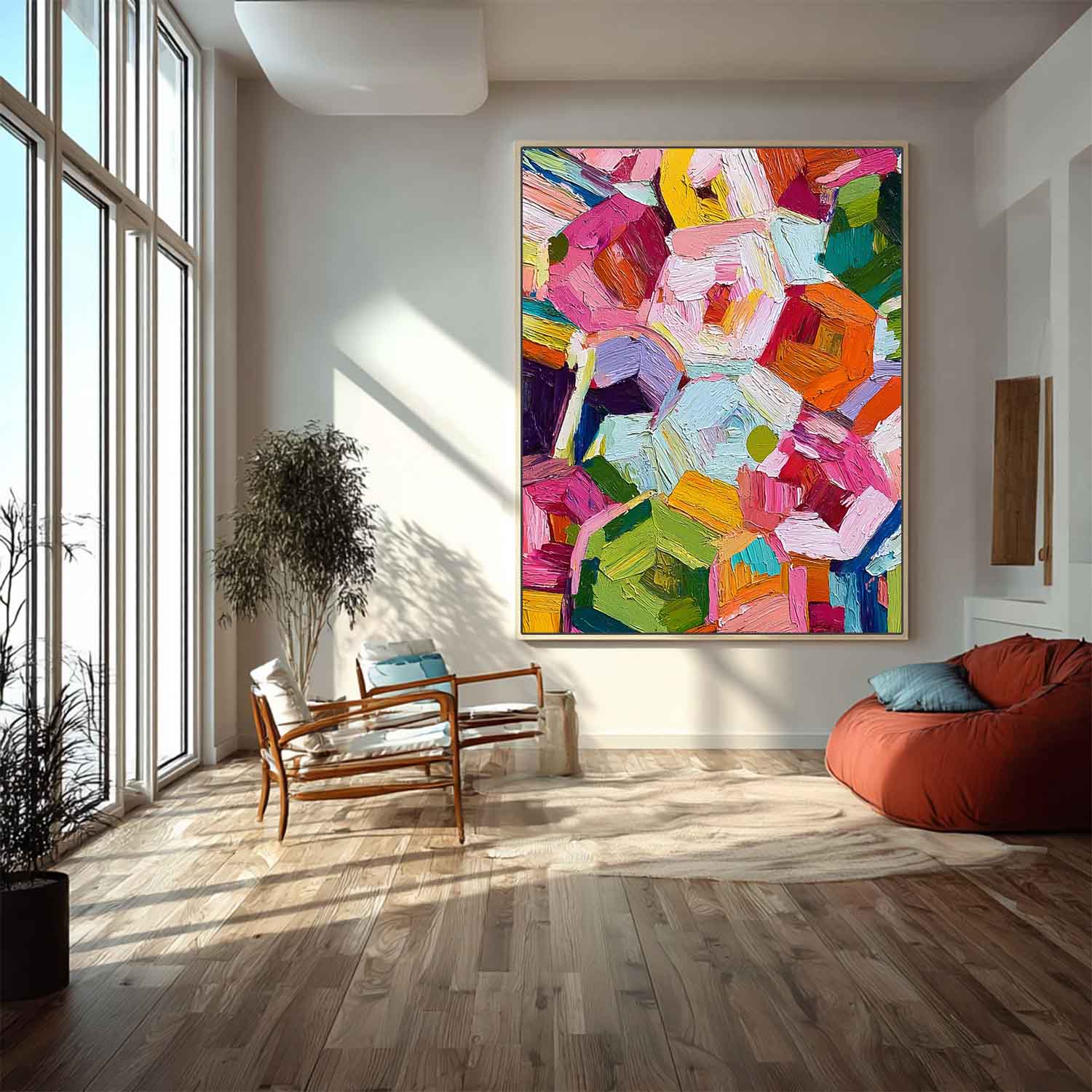 Original Geometric Color Painting Brilliant Texture Acrylic painting Abstract Large Wall Art Fashion Art