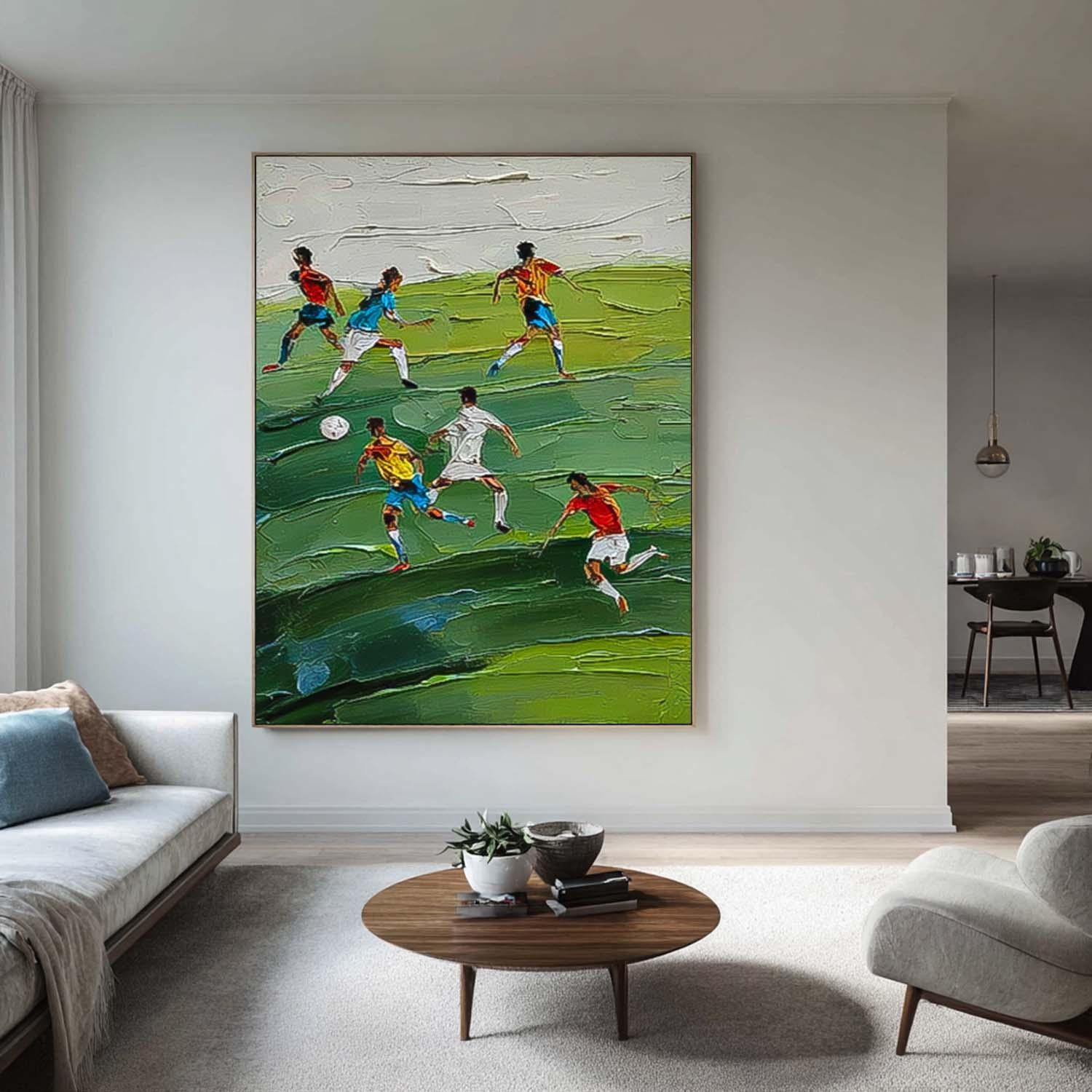 Textured Football Wall Art Green Football Textured Canvas Art Sports Art Lover Gift Home Decor