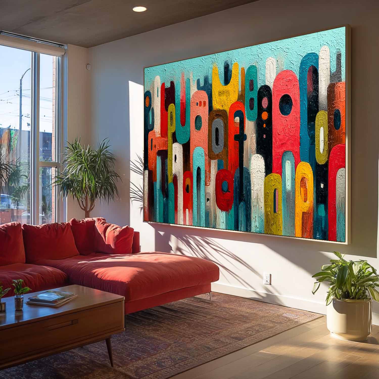 Modern Colorful Artwork Abstract Graffiti Oil Painting Texture Acrylic painting Original Wall Art Home Decor